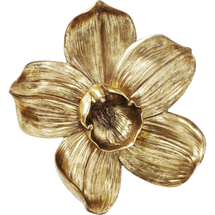 Kare Design Wandschmuck Orchid Gold 44cm, goldener Wandschmuck als Blumen Motiv in der Farbe Gold, Eyecatcher für die Wand als Accessoire für das Wohnzimmer (H-B-T) 44,3x40,1x12cm – Bild 1