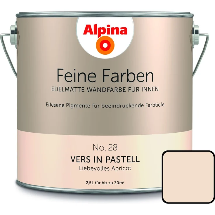 Alpina Feine Farbe No. 28 2,5 l, liebevolles apricot, Vers in Pastell – Bild 1