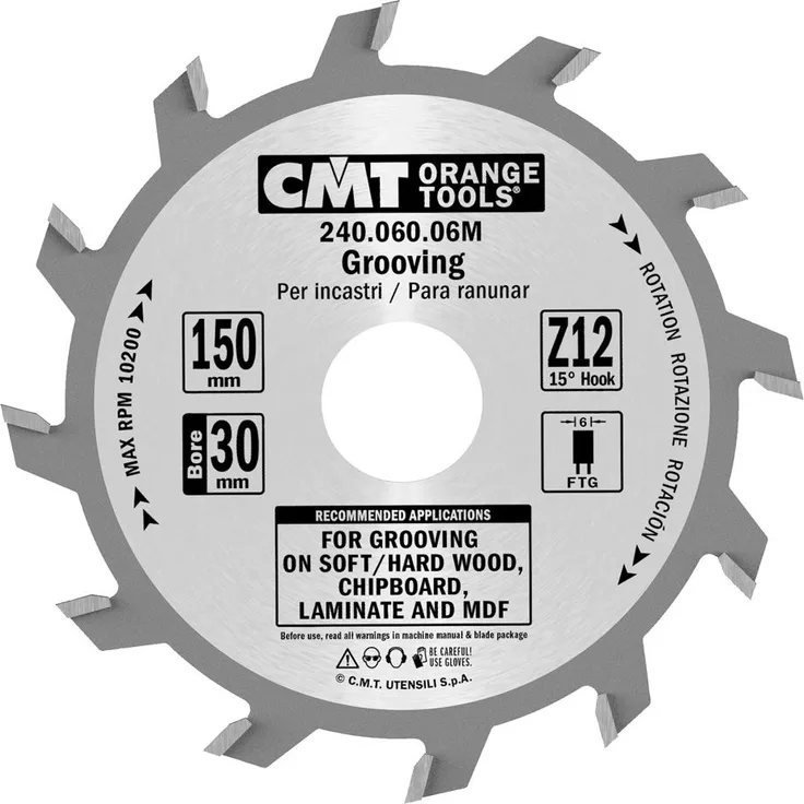CMT Orange Tools 240.060.06 M – Kreissägeblatt für Nutfräser 150 x 6 x 30 Z 12