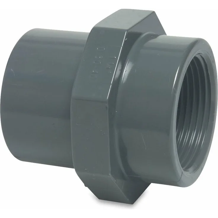 Mega Gewindemuffe PVC-U 16-20 mm x 3-4 Zoll Klebemuffe-Klebestutzen x Innengewinde 10 bar Grau