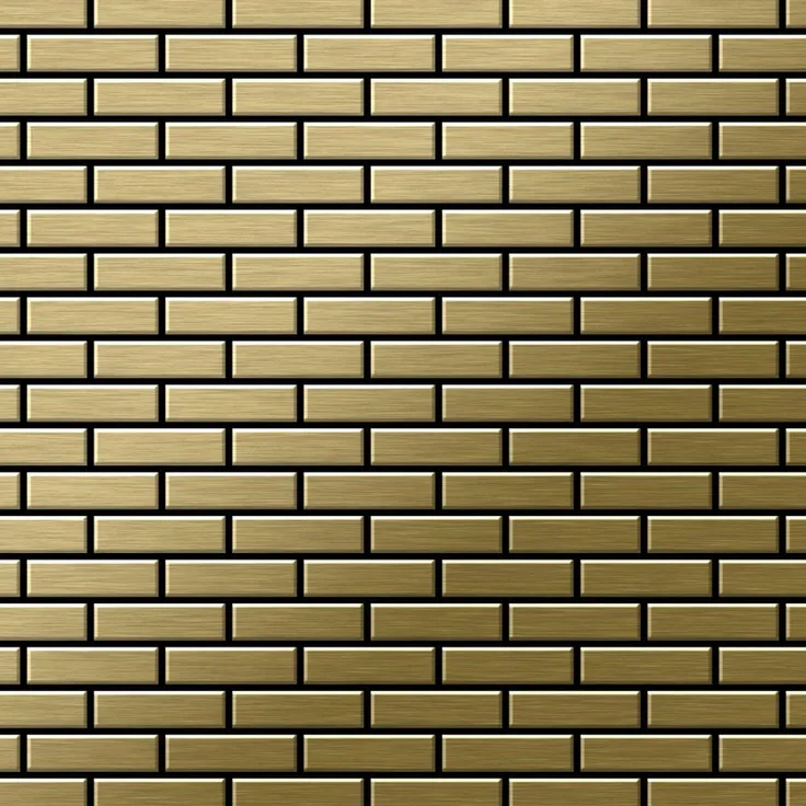 Mosaik Fliese massiv Metall Titan gebürstet in gold 1,6mm stark ALLOY PK-Ti-GB 0,88 m2