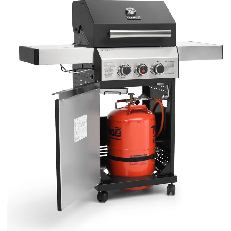 TAINO BLACK 2 Gasgrill mit Seitenbrenner Gusseisen-Rost Gasgrill 2 Brenner Standgrill Matt Schwarz – Bild 7