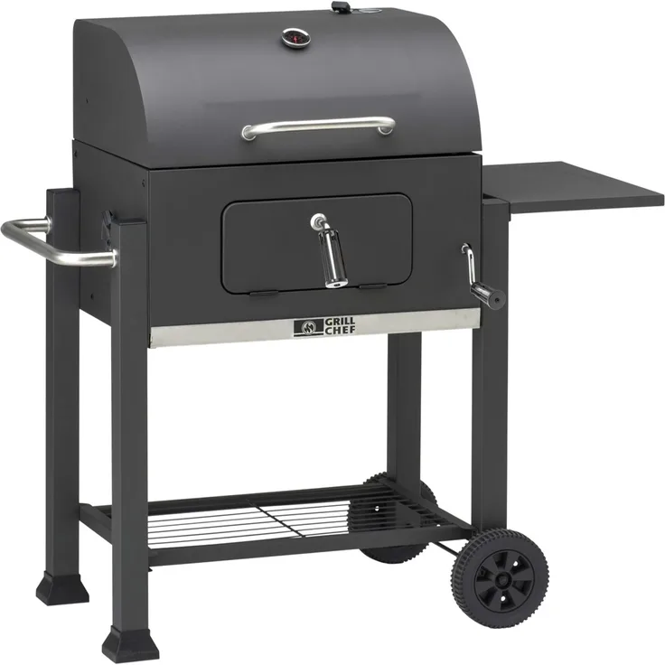 GrillChef Deckel-Holzkohlegrillwagen, schwarz, Grillfläche 44 x 56 cm