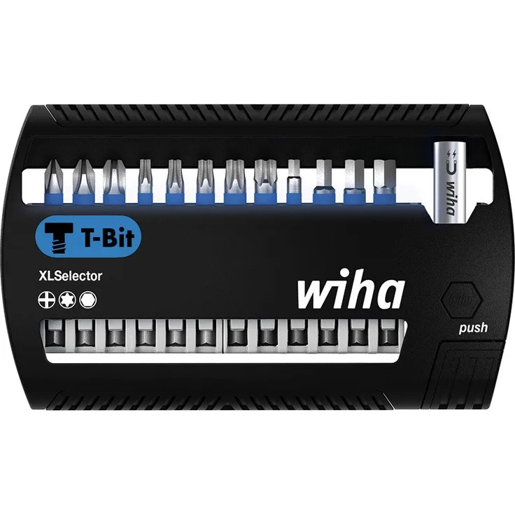 Wiha Bit Set XLSelector T-Bit 50 mm (41831), 13 tlg., Bitsatz mit magnetischem Bithalter, Zubehör für Schraubanwendungen, Bit für Akkuschrauber, Bitbox Phillips/ TORX/ Sechskant