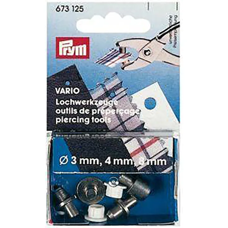 Prym 673125 Lochwerkzeuge für Vario-Zange ST 3-4-8 mm, pflaumenblau, 3 Stück