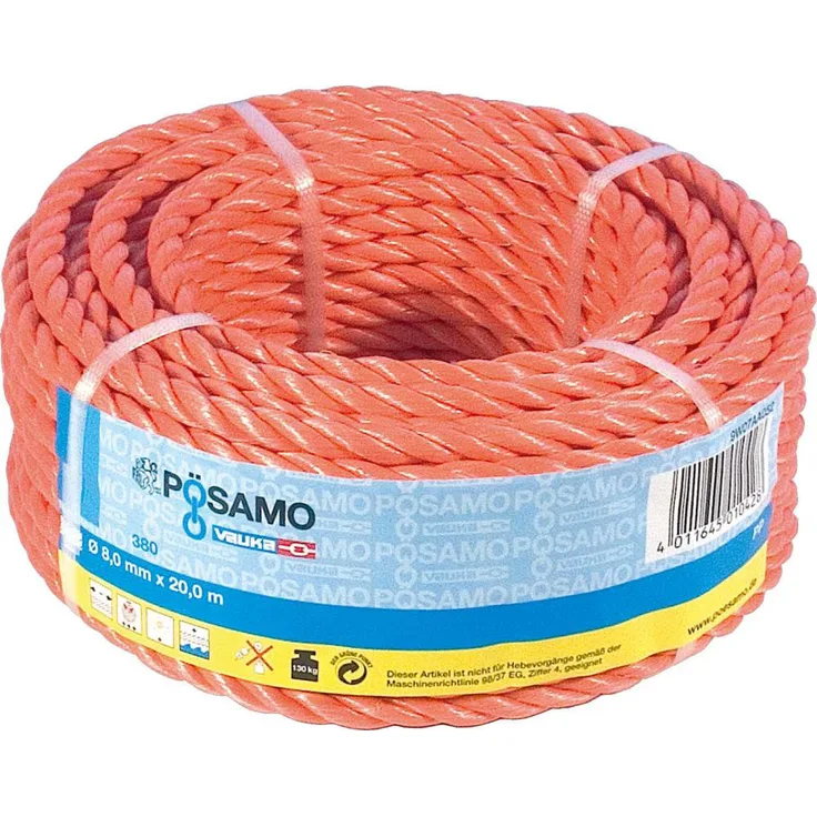 PÖSAMO PP Seil gedr. orange 10,0mmx25m in Ringen