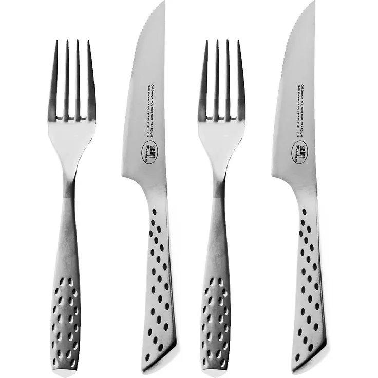 Weber 17077 Deluxe Steakbesteck Grillbesteckset Grillwerkzeug, Edelstahl, 4 Stck