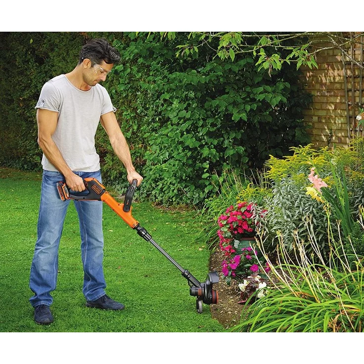 Black+Decker Akku-Rasentrimmer (18V 2,0Ah, 28 cm Schnittbreite, automatische Fadenverlängerung (AFS) für größere Flächen geeignet, ohne Akku und Ladegerät) STC1820PCB – Bild 3