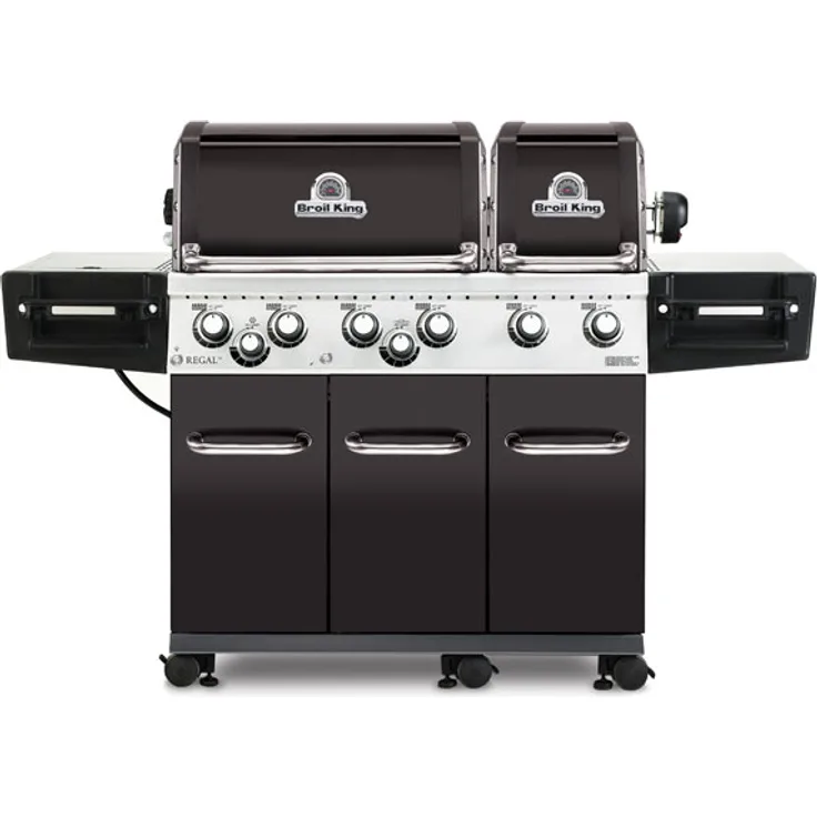 Broil King 690 XL Regal Gasgrill, Piezozündung, Grillfläche 64 x 48,5 cm, schwarz, Edelstahl, Maße 128 x 193 x 63 cm