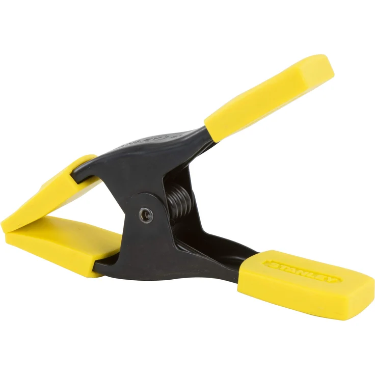 Stanley 9-83-080 Federzwinge Metall (50 mm Spannweite, 198 g, stabiles Metallprofil für Stärke  Haltbarkeit, Schutzkappem zum Schutz vor Kratzern und Beschädigungen), Yellow-Black