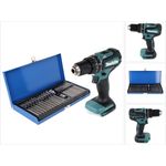 Makita DHP485Z Akku Schlagbohrschrauber 18 V 50 Nm Brushless + 40 tlg. Bit Set - ohne Akku, ohne Ladegerät