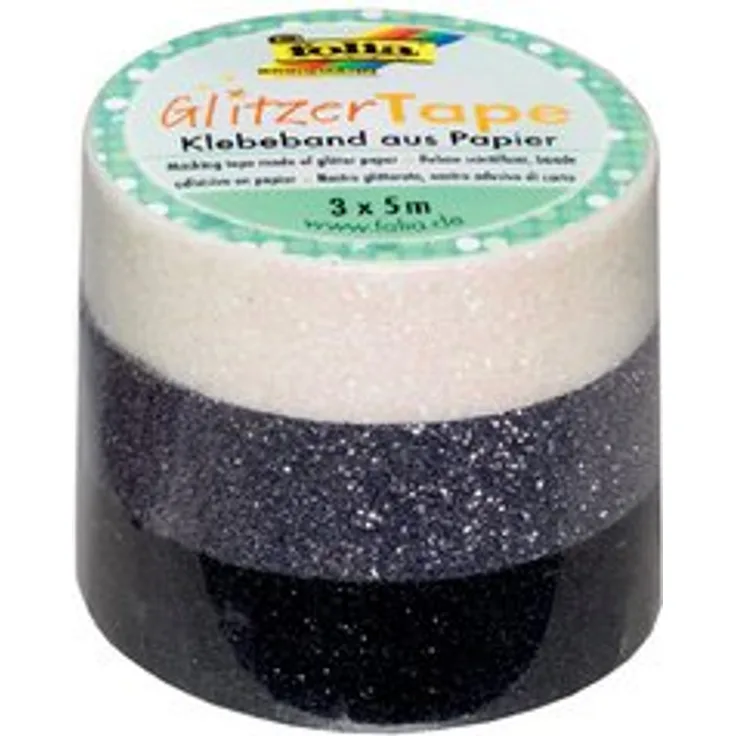 folia Deko-Klebeband Glitzer-Tape, weiß,grau,schwarz