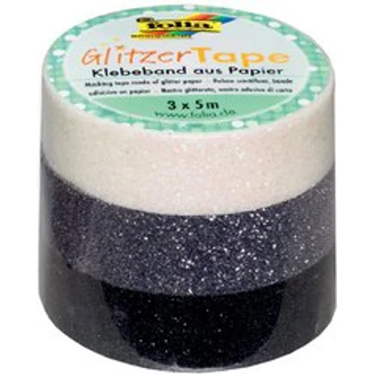 folia Deko-Klebeband Glitzer-Tape, weiß,grau,schwarz