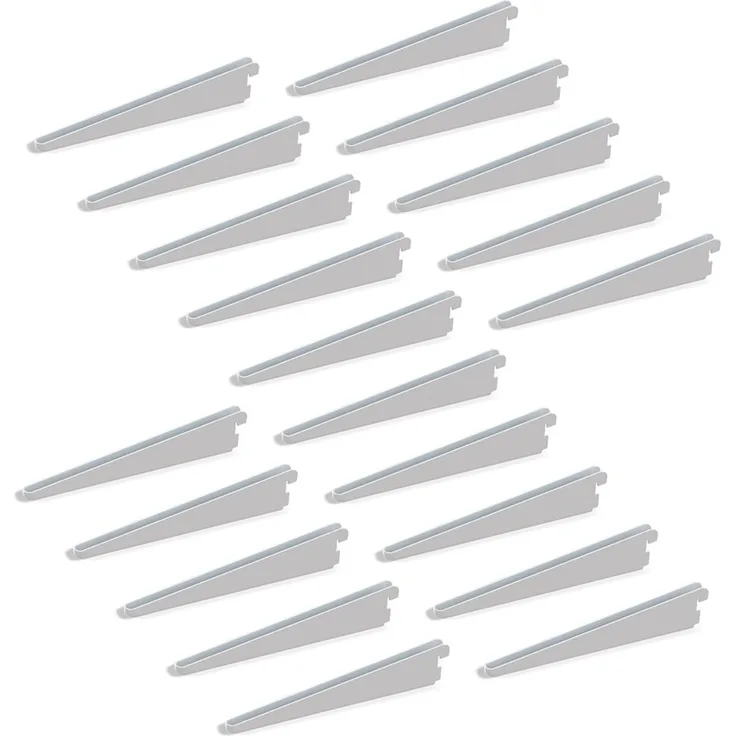 Emuca 7909012 Regalwinkel für Leistenprofil, doppelte Bohrung, Durchlass 32 mm, weiß, 470mm, Set aus 20 Stück
