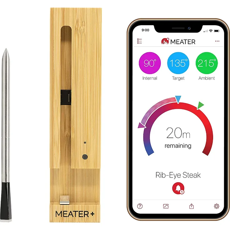 MEATER Plus das ultimative kabellose smarte Fleischthermometer mit 50m Reichweite für Ofen, Grill, Pfanne und Rotisserie, perfekter Fleischgenuss via App