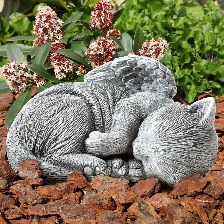 Pure Garden 50-LG1101 Memorial Statue-Sleeping Angel Cat Remembrance Keepsake Sculpture Grave Marker Stone Figurine to Honor a Cherished Pet