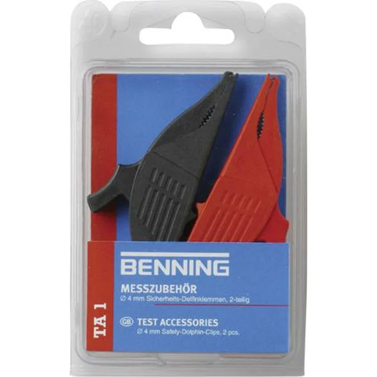 Benning TA 1 Sicherheits-Abgreifklemmen-Set Steckanschluss 4mm CAT III 1000V Rot, Schwarz