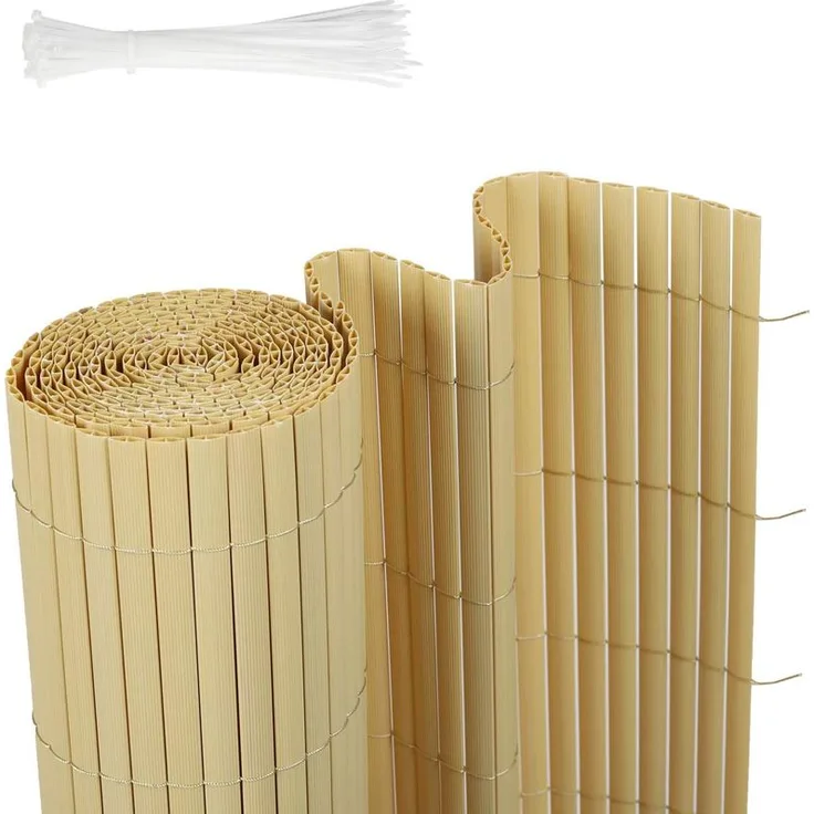 PVC Sichtschutzmatte Sichtschutzzaun mit strukturierte Oberfläche und Stabilität, Bambus 100 x 300cm