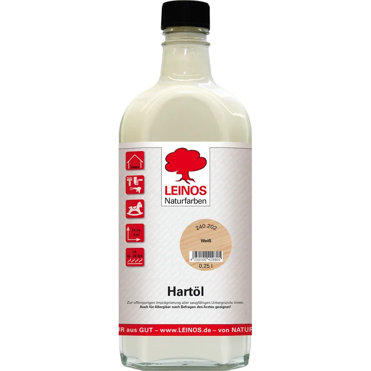 Leinos 240 Hartöl für Innen 202 Weiß 0,25 l