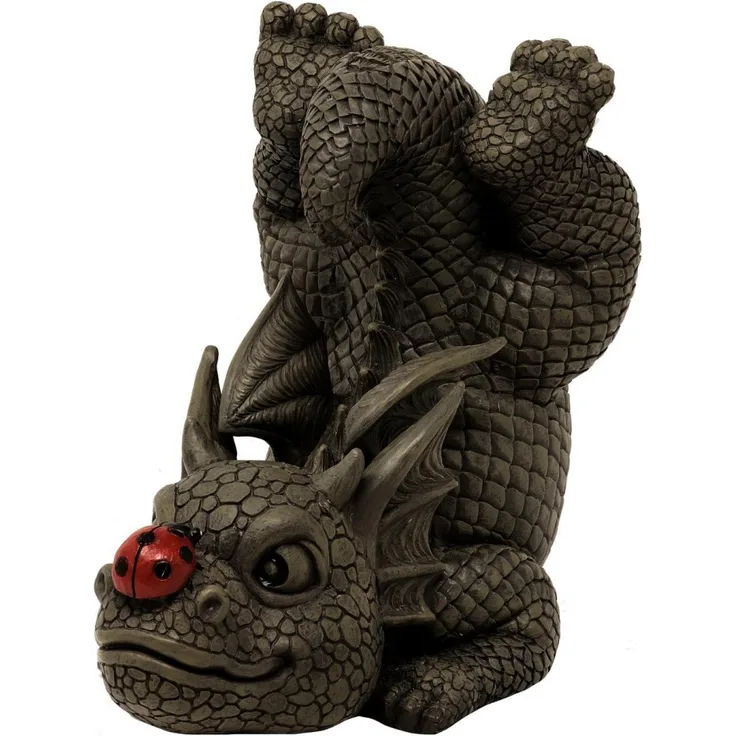MFF Gartenfigur Gartendrache - Modell Marienkäfer - Fantasy Figur Deko Drache Garten