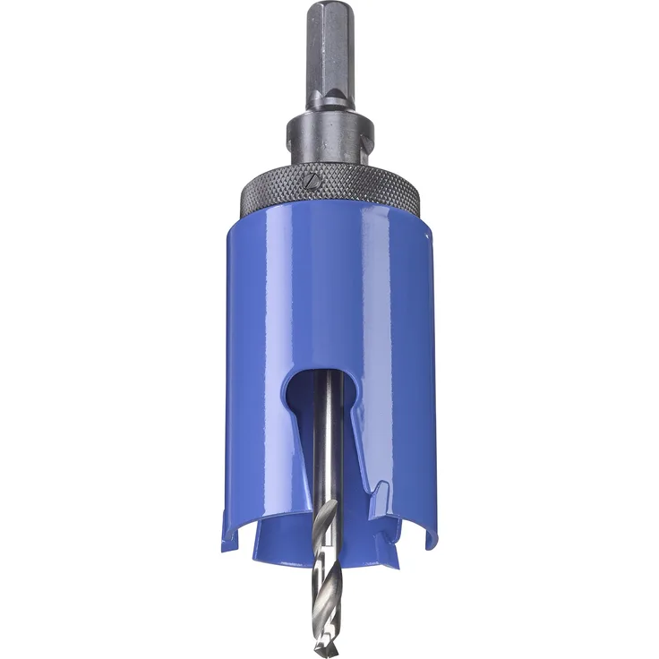 kwb Universal-Lochsäge – 45 mm Durchmesser-Größe, extra scharfe Zähne aus Hartmetall, 8 mm Zentrierbohrer