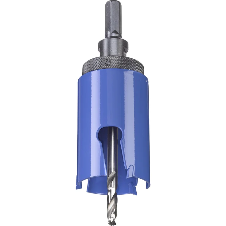 kwb Universal-Lochsäge – 45 mm Durchmesser-Größe, extra scharfe Zähne aus Hartmetall, 8 mm Zentrierbohrer