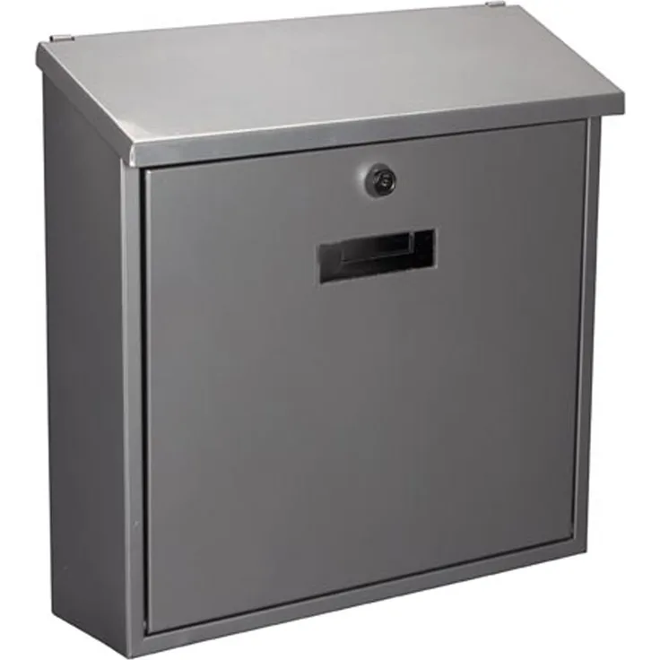TOOLLAND - BG30003 Briefkasten, Monaco, 367 mm Höhe x 365 mm Breite x 110 mm Länge, Silber 175646