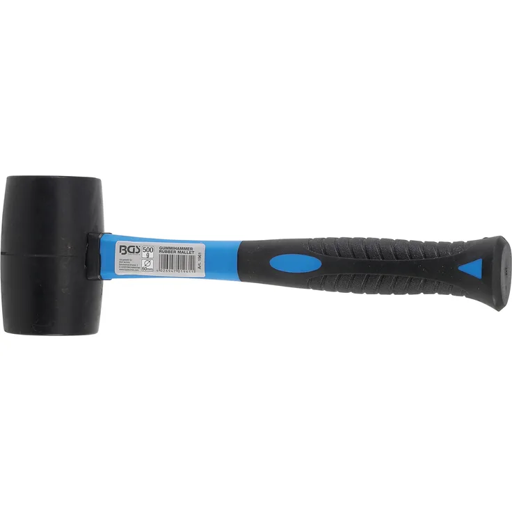 BGS 1961 | Gummihammer mit Fiberglasstiel | schwarzer Kopf | Ø 60 mm | 500 g
