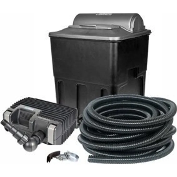 Hozelock Tricoflex 1866 1582 Ecopower+ 20000 Gartenteichfilter mit integrierten UVC, Schwarz, 50,8 x 40,5 x 29,1 cm