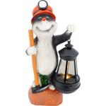 ABC Home Garden Gartendeko Gartenfigur Maulwurf mit Laterne solarbetrieben Innen-& Außenbereich LED, Mehrfarbig