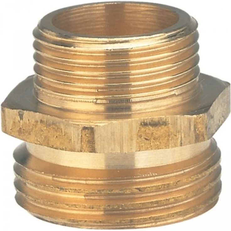 Gardena Messing-Reduzier-Gewindenippel: Messing-Anschlussstück, 2-seitiger Anschluss an z.B. Pumpen, 26.5 mm (G 3-4 Zoll)-AG - 21 mm (G 1-2 Zoll)-AG (7262-20)