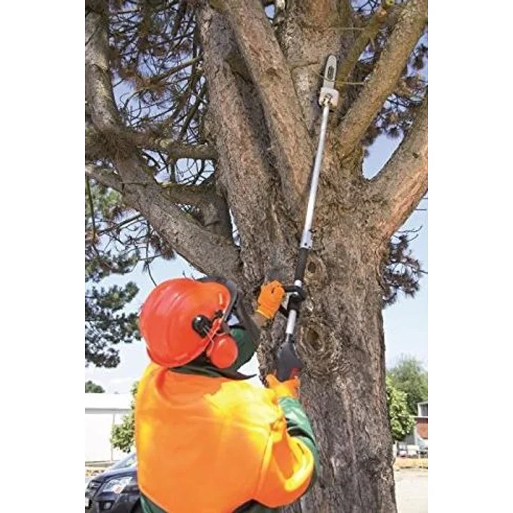 Scheppach Benzin Motorsense MFH5200-4P (1,8 PS, 4in1 Multitool - Rasentrimmer, Heckenschere, Hochentaster, 250mm Schwert-Kette von Oregon, schwenkbaar) mit Schnellwechsler und Gurt – Bild 4