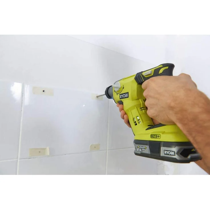 Ryobi R18SDS-L25S Akku-Kombi-Hammer 18V, Schlagschrauber mit SDS-Plus Aufnahme, zum Bohren, Schrauben, Hammerbohren, leichte Meißelarbeiten, LED-Beleuchtung, GripZone, inkl. Li-Ionen Akku 18V 2,5Ah – Bild 3