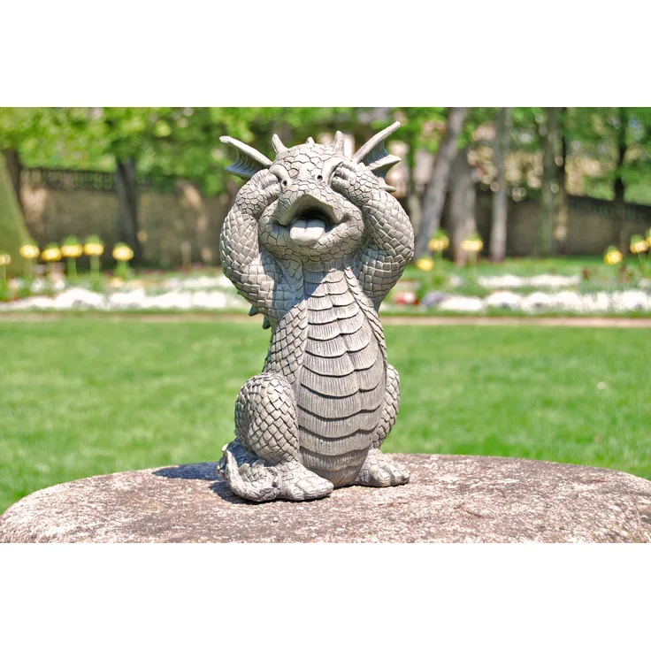 MFF Gartenfigur Gartendrache - Modell seh nichts - Fantasy Figur Deko Drache Garten