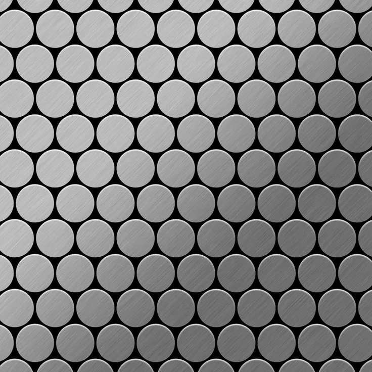 Alloy Mosaik Fliese massiv Metall Edelstahl marine gebürstet in grau 1,6mm stark Dollar-S-S-MB 0,88 m2