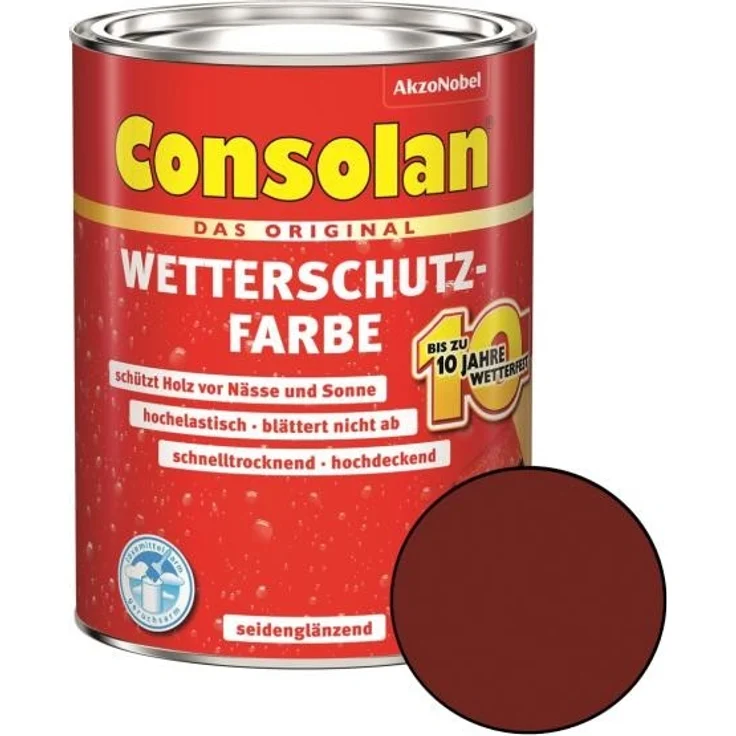 Consolan Wetterschutz-Farbe Schwedenrot 2,5 L – Bild 1