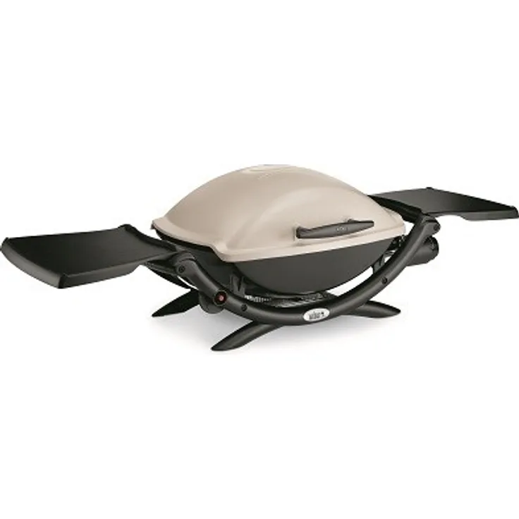 Weber 53060079 Gasgrill Q 2000, Titan, Zündung per Knopfdruck, Abklappbare Seitentische, Balkon Grill