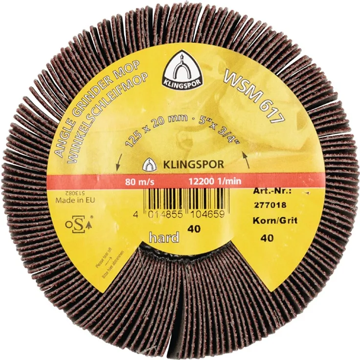 KLINGSPOR 277018A 277018 Schleifmopräder WSM 617, 125X20 mm, 2 Stk. Korn: 40, Farbe, Size