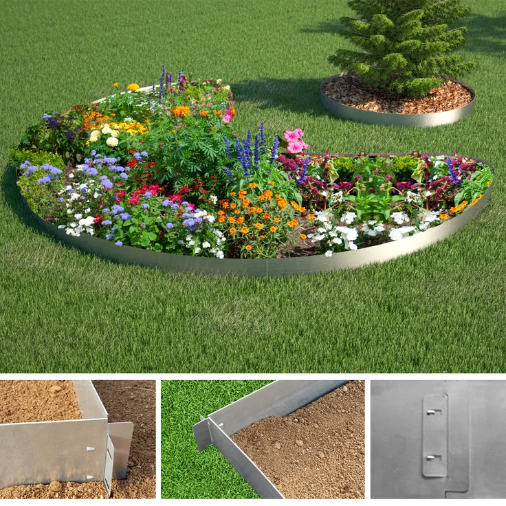 Rasenkante 5m 100x14cm verzinkt Beeteinfassung Beetumrandung Mähkante Metall Palisade