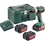 Metabo 602325960 Akkuschrauber BS 18 LT BL Set 18V, Bürstenlos - inkl. 3 CAS Li-Power Akkupacks (18 V-4,0 Ah), Ladegerät und MetaLoc-Koffer