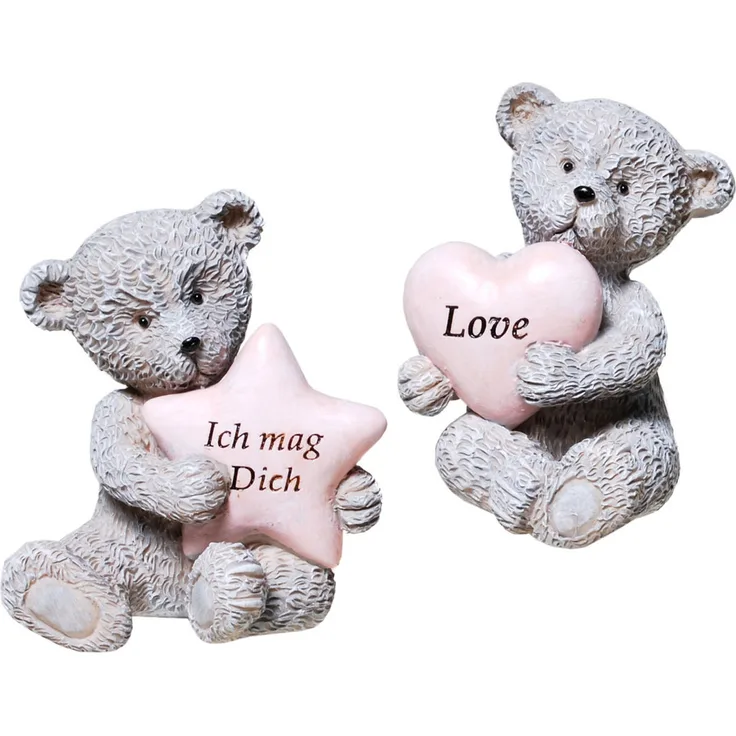 Udo Schmidt 35638 2er Set Bärchen mit Herz Figur 6 cm Bär Liebe