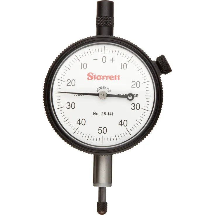Starrett 25 141J Messuhr, 1 cm Vorbau Durchmesser, lug-on-centre Rückseite, weißes Zifferblatt, 0 50 0 Lesen, 0 0,6 cm Reihe, 0 cm Graduation