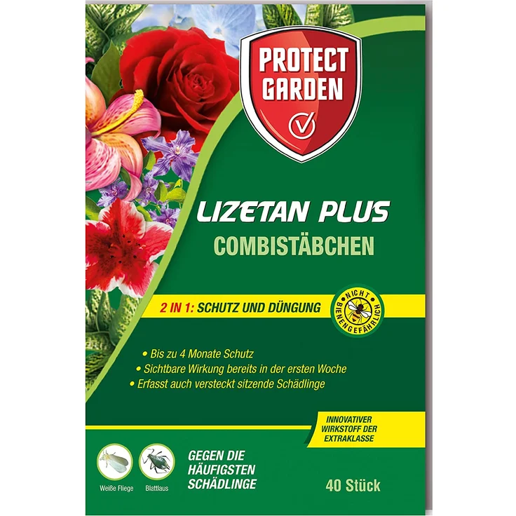 PROTECT GARDEN Lizetan Plus Combistäbchen Schädlingsfrei gegen Blattläuse und andere saugende Schädlinge und Premium-Dünger in Einem, 40 Stück – Bild 1