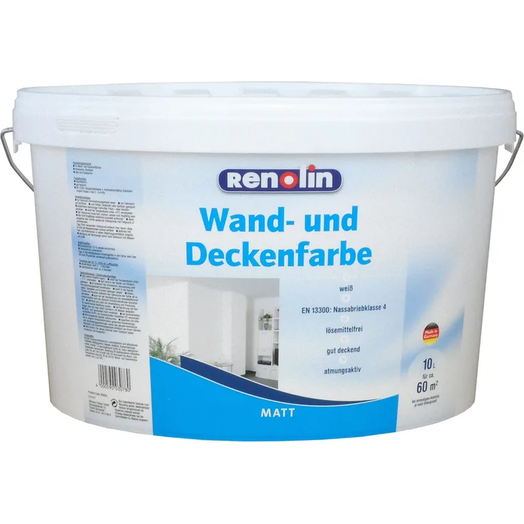Wilckens - Renolin Wand- und Deckenfarbe Weiß Wandfarbe Innenraumfarbe Farbe - weiß