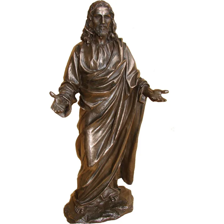 Jesus als Prediger bronzierte Figur Christentum Kreuz Dekoration