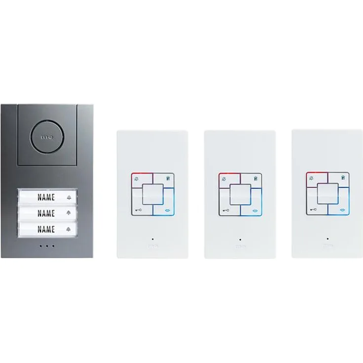 M-E AD-ALU-4030-A Audio-Türsprechanlage ALU 3-Familienhaus Set Aufputz, Anthrazit (41189)