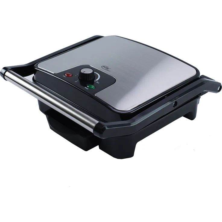 Edelstahl Kontaktgrill mit Thermostat und Fettauffangschale Elektrogrill