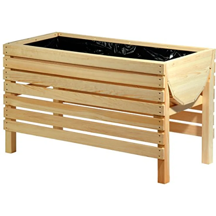 dobar 58196e Dekoratives Hochbeet aus Holz (Kiefer),100 x 45 x 60 cm,Beige