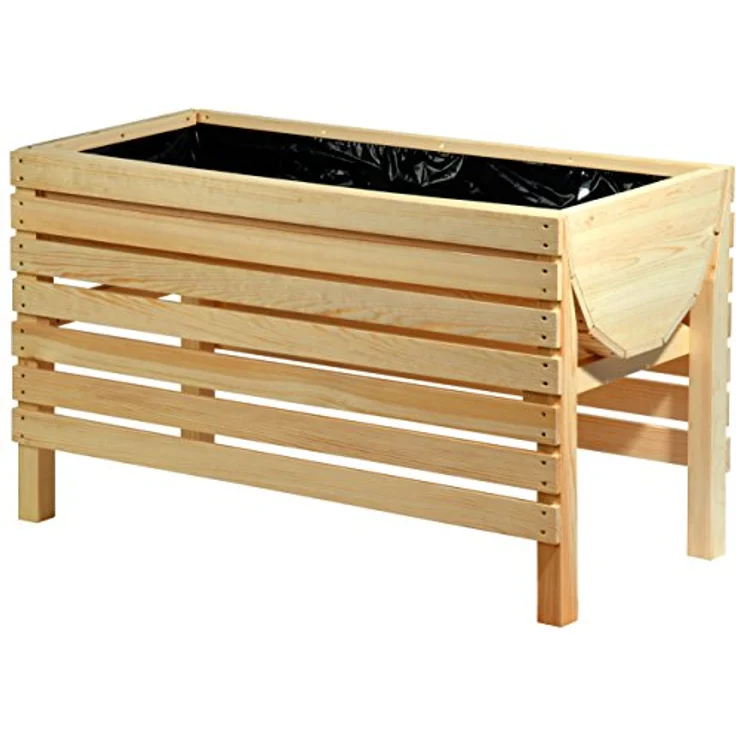 dobar 58196e Dekoratives Hochbeet aus Holz (Kiefer),100 x 45 x 60 cm,Beige – Bild 1