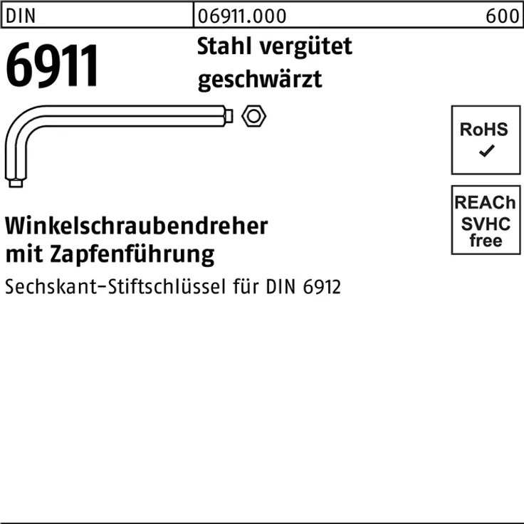 DIVERSE Winkelschraubendreher DIN 6911 6-kant m.Zapfen SW 19 M 24 Stahl vergütet geschwärzt